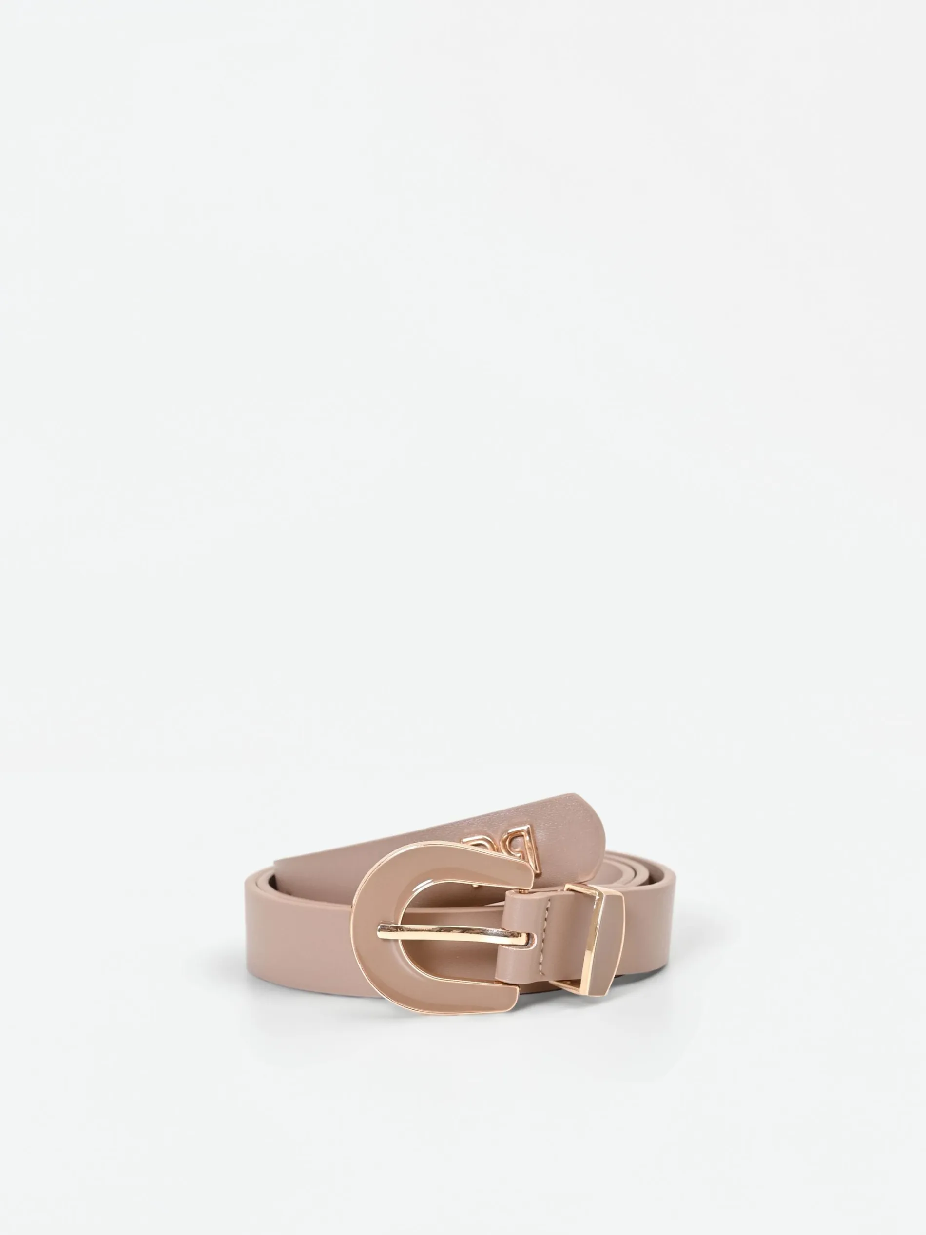 CINTURA SOTTILE TORTORA BEIGE CON FIBBIA SAGOMATA