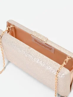 CLUTCH ORO GLITTER CON CHIUSURA GIOIELLO