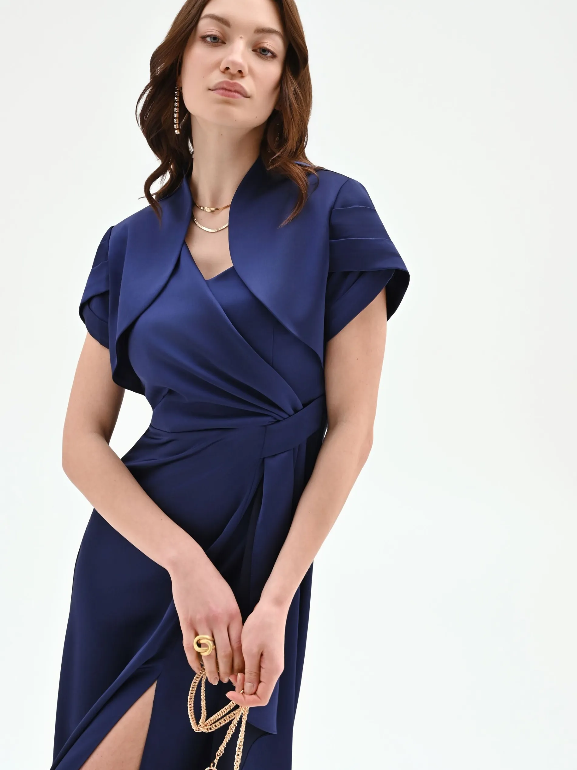 COPRISPALLA ATELIER BOLERO BLU INDACO CON COLLO SCIALLATO