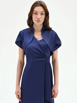 COPRISPALLA ATELIER BOLERO BLU INDACO CON COLLO SCIALLATO