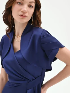 COPRISPALLA ATELIER BOLERO BLU INDACO CON COLLO SCIALLATO