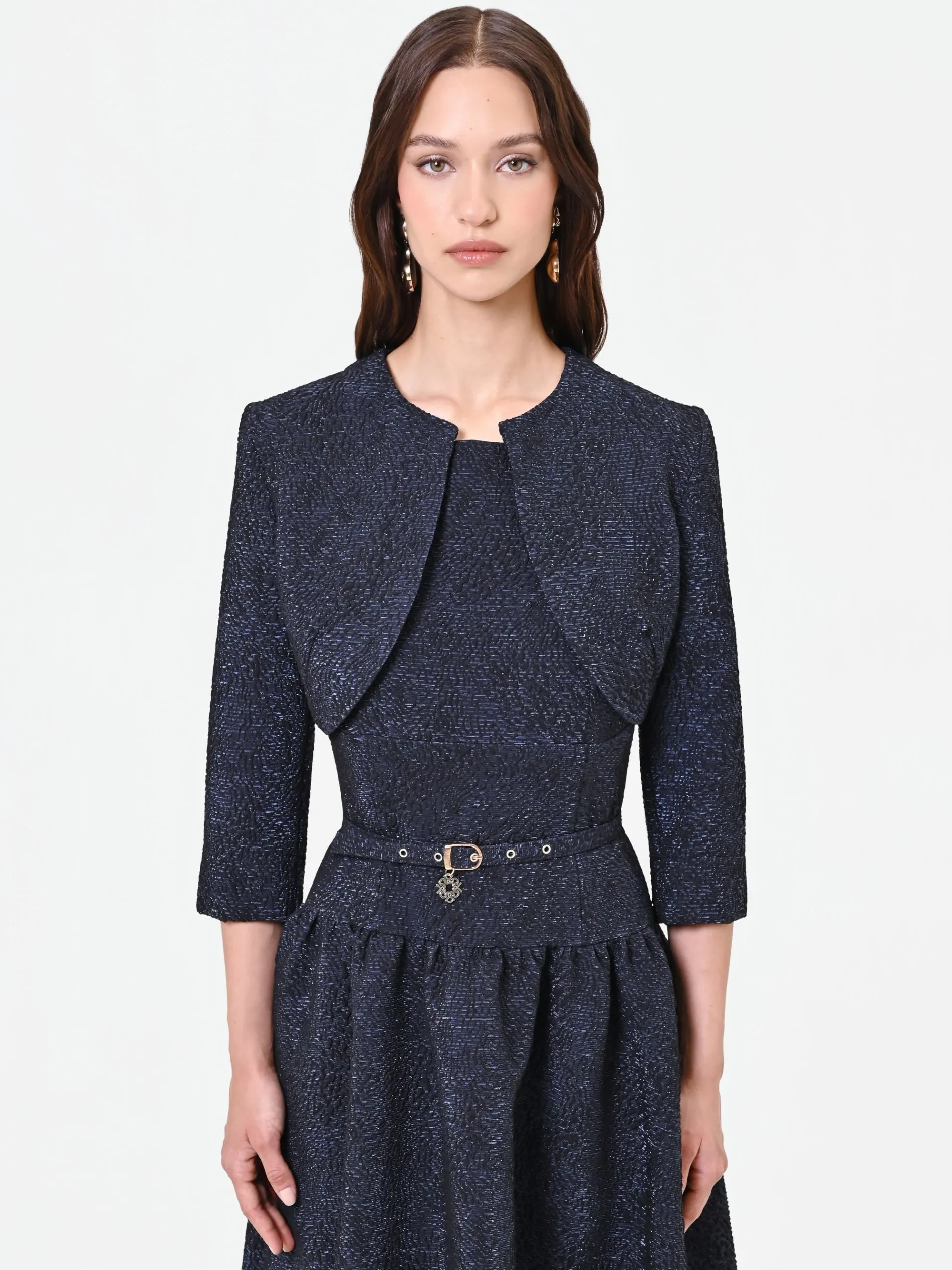 COPRISPALLA BLU NAVY IN TESSUTO JACQUARD