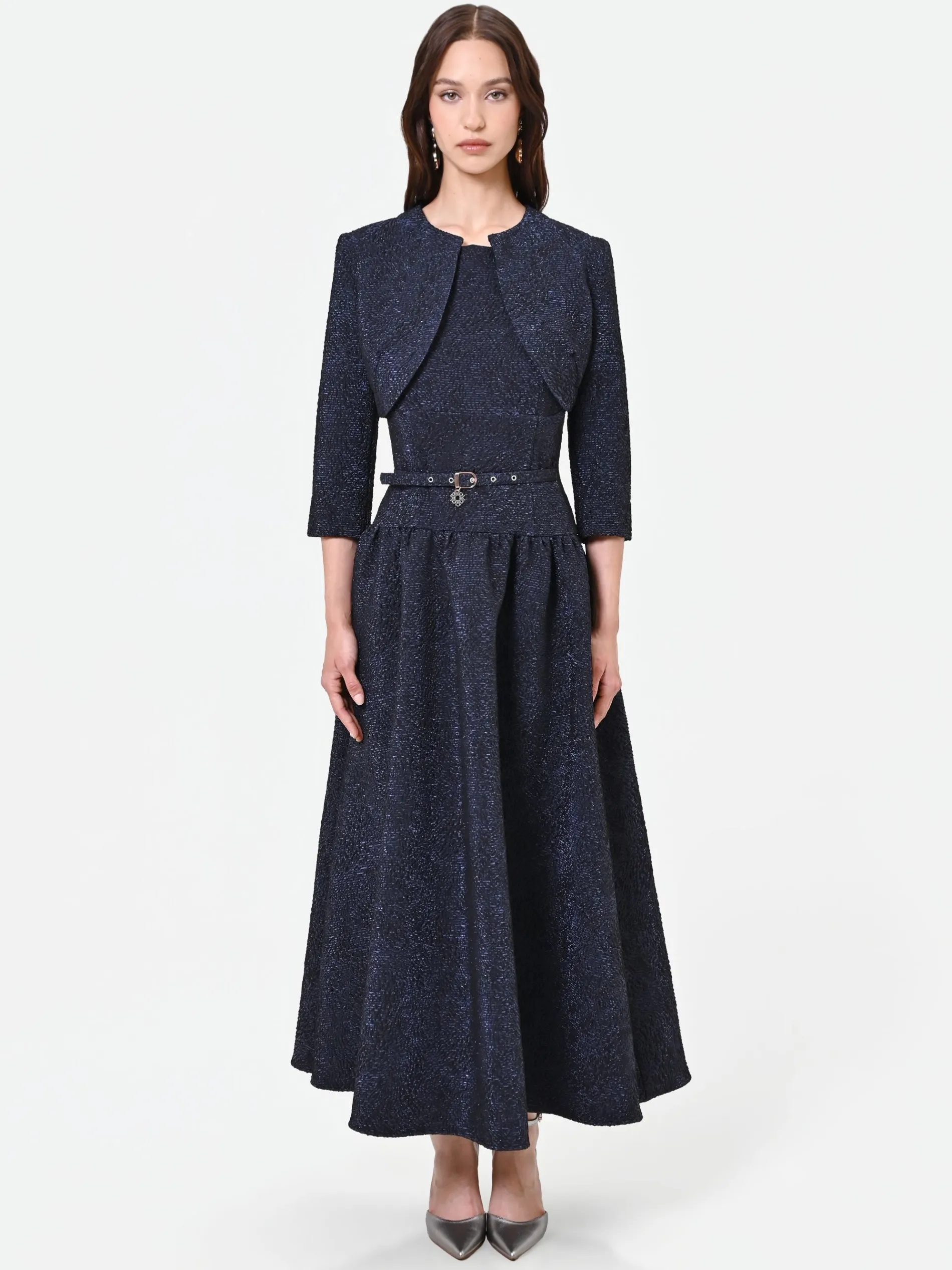 COPRISPALLA BLU NAVY IN TESSUTO JACQUARD