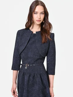 COPRISPALLA BLU NAVY IN TESSUTO JACQUARD