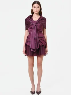 FOULARD IN RASO BORDEAUX ROSSO