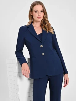 GIACCA A DUE BOTTONI IN TESSUTO TECNICO COLOR BLU