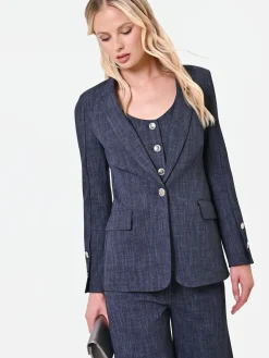 GIACCA BLAZER BLU NAVY IN PUNTO MILANO