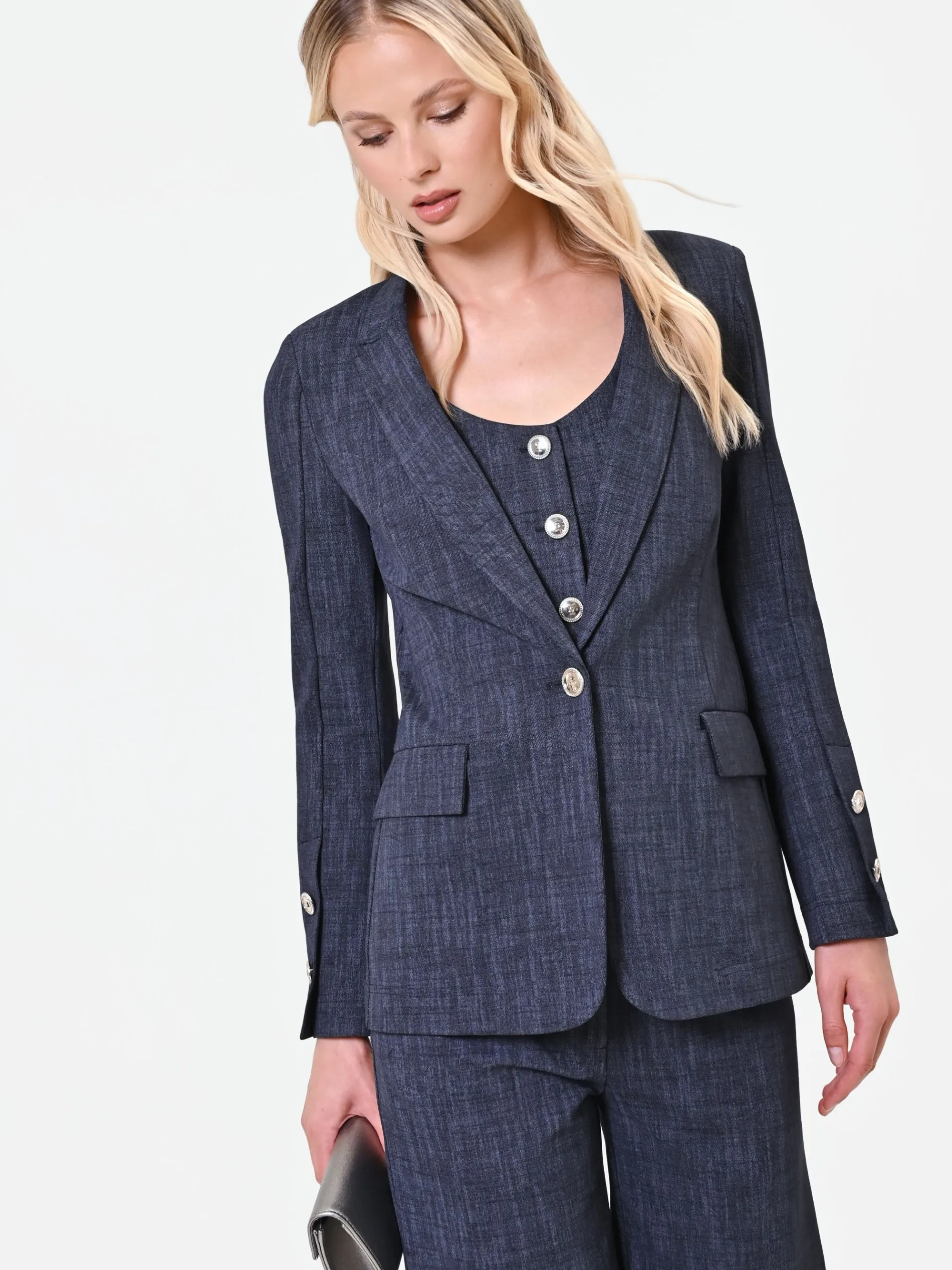 GIACCA BLAZER BLU NAVY IN PUNTO MILANO