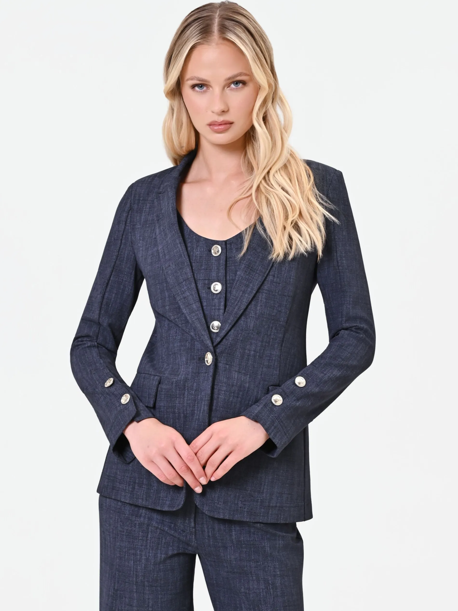 GIACCA BLAZER BLU NAVY IN PUNTO MILANO