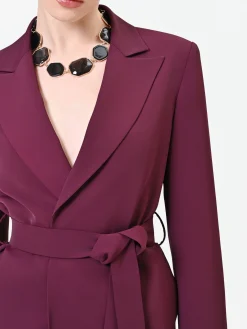 GIACCA BLAZER BORDEAUX CON CINTURA