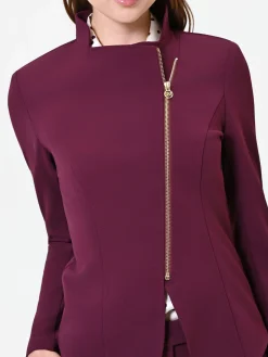 GIACCA BORDEAUX CON ZIP ASIMMETRICA