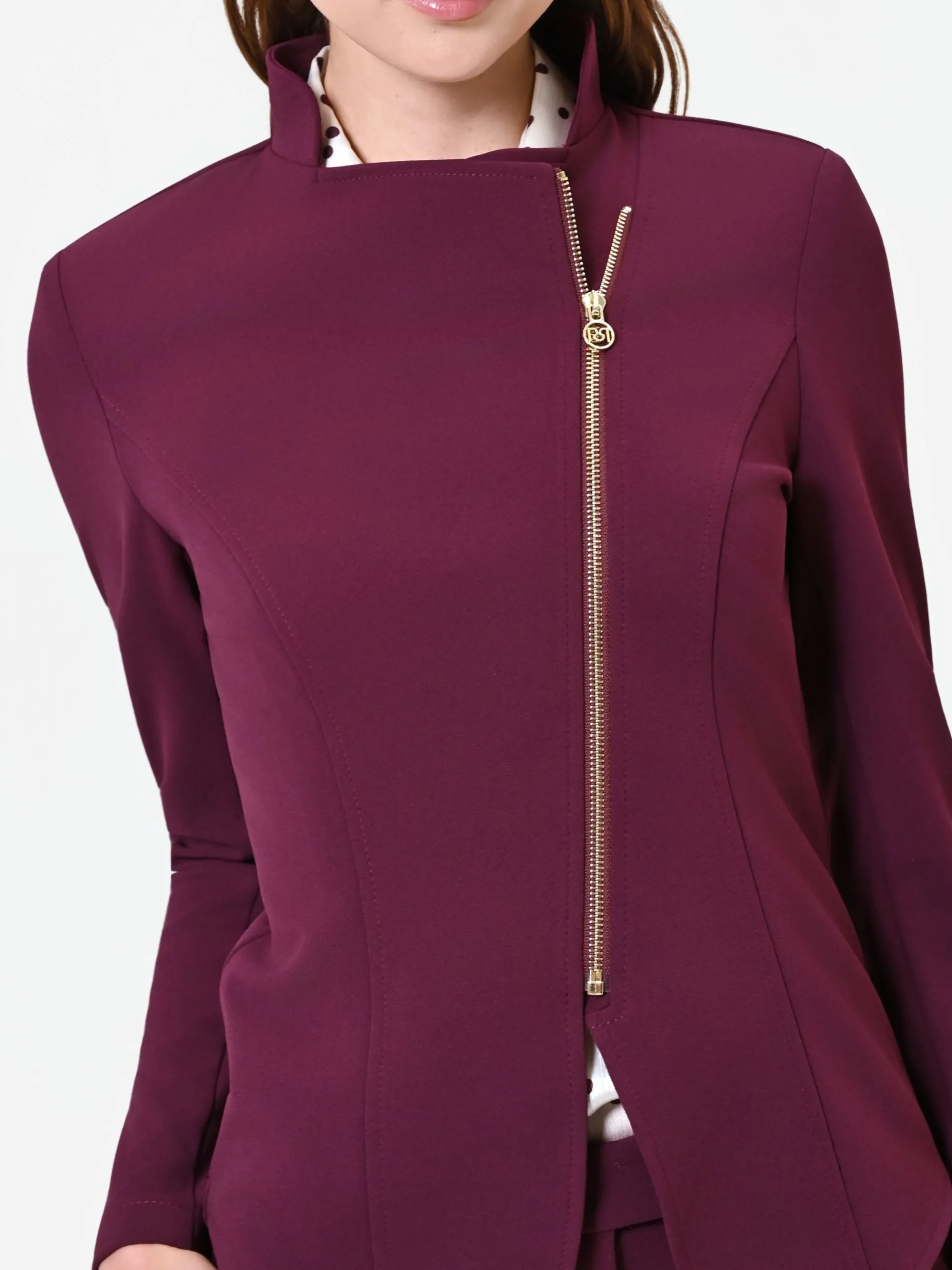 GIACCA BORDEAUX CON ZIP ASIMMETRICA