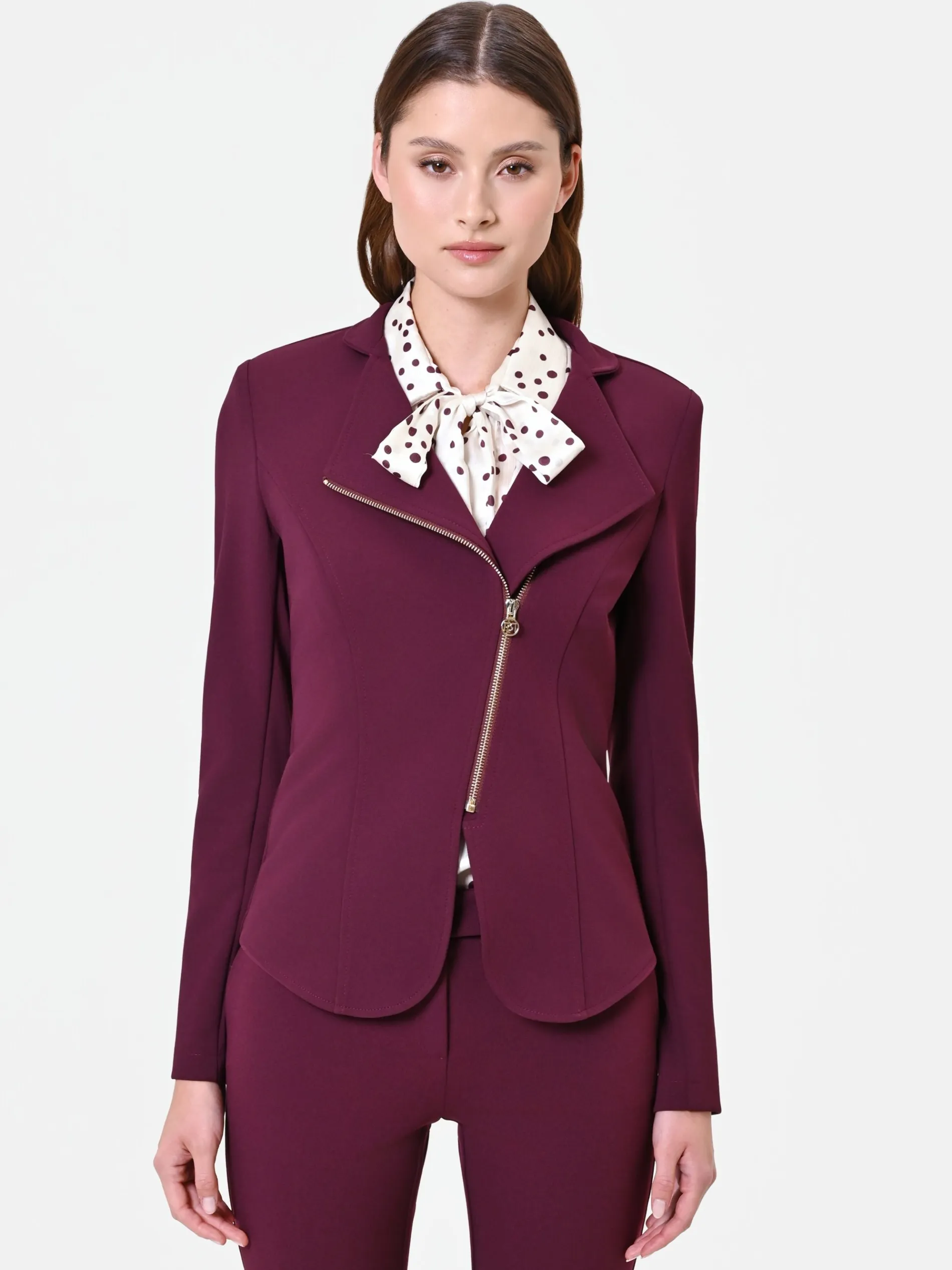 GIACCA BORDEAUX CON ZIP ASIMMETRICA