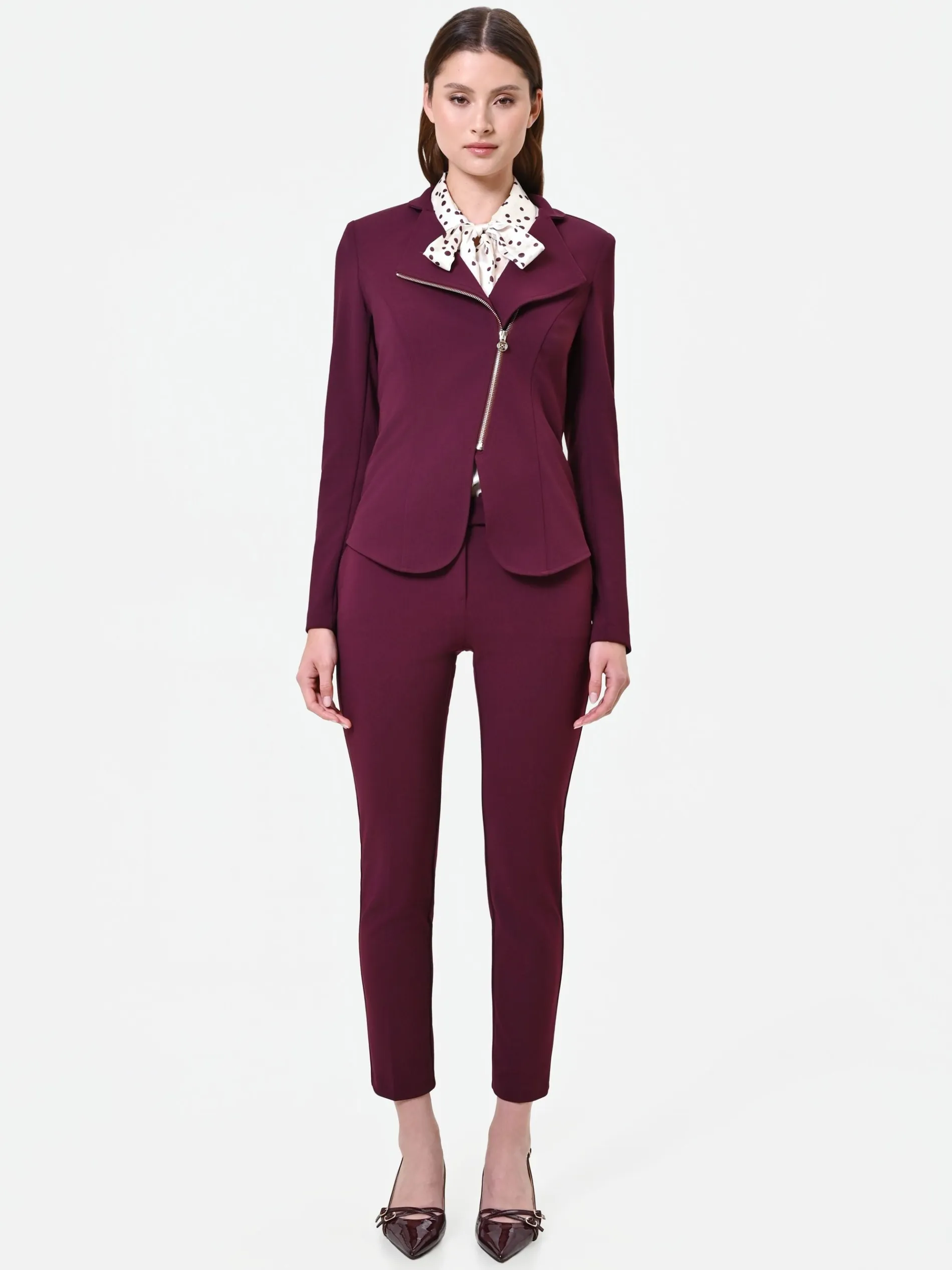 GIACCA BORDEAUX CON ZIP ASIMMETRICA