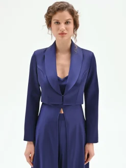 GIACCA CORTA ATELIER BLU INDACO IN RASO