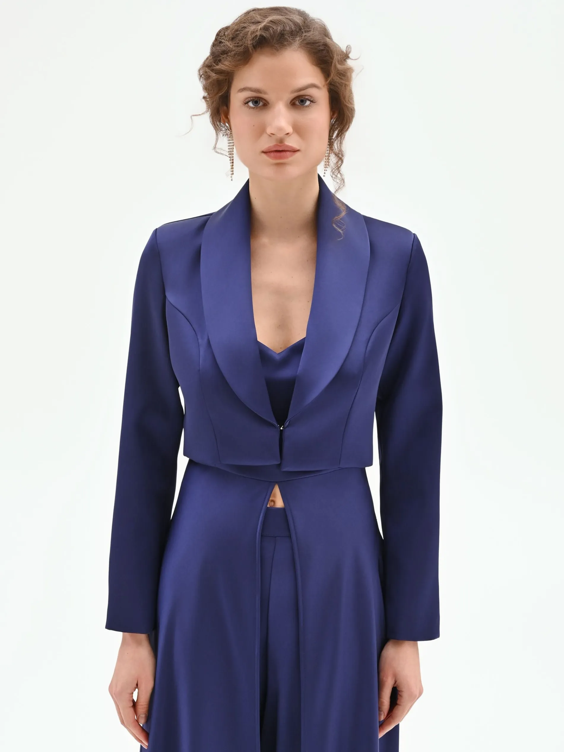 GIACCA CORTA ATELIER BLU INDACO IN RASO