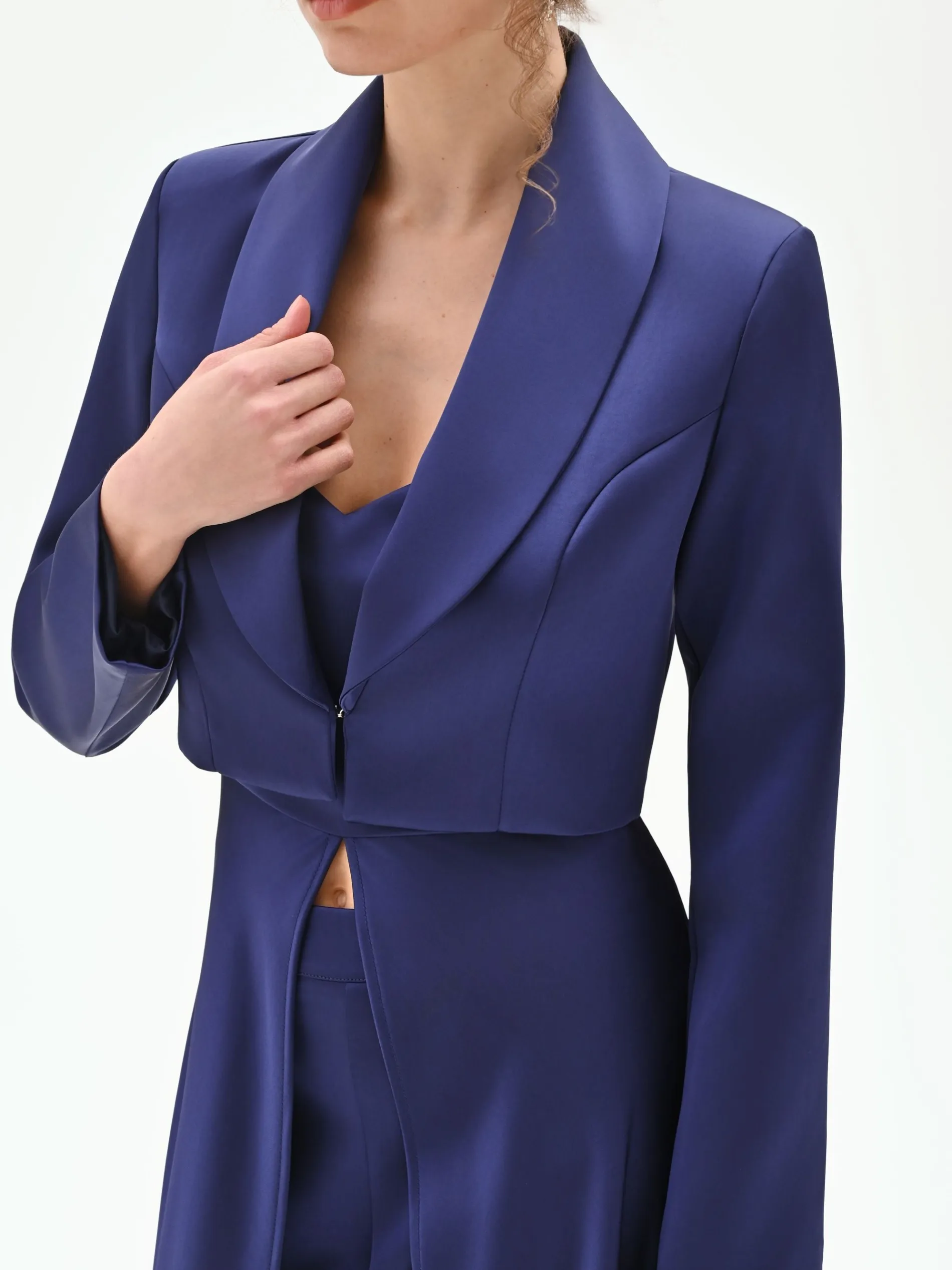 GIACCA CORTA ATELIER BLU INDACO IN RASO