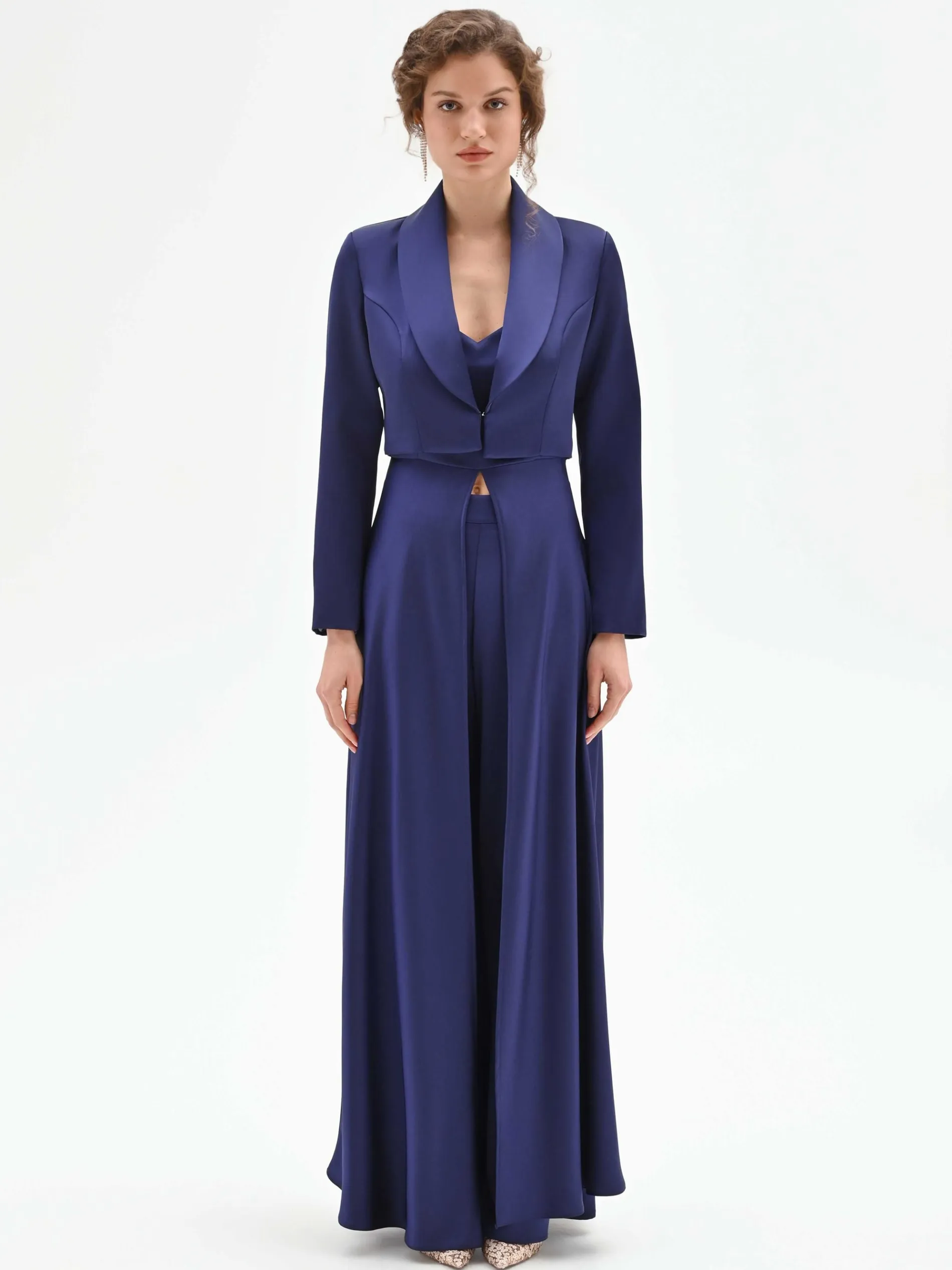 GIACCA CORTA ATELIER BLU INDACO IN RASO