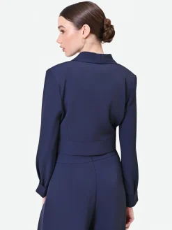 GIACCA CORTA BLU NAVY CON BOTTONE DESIGN