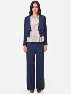 GIACCA CORTA BLU NAVY CON REVERS A CASCATA
