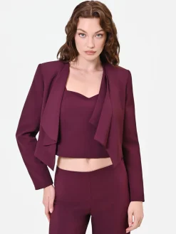 GIACCA CORTA BORDEAUX ROSSO CON REVER A CASCATA