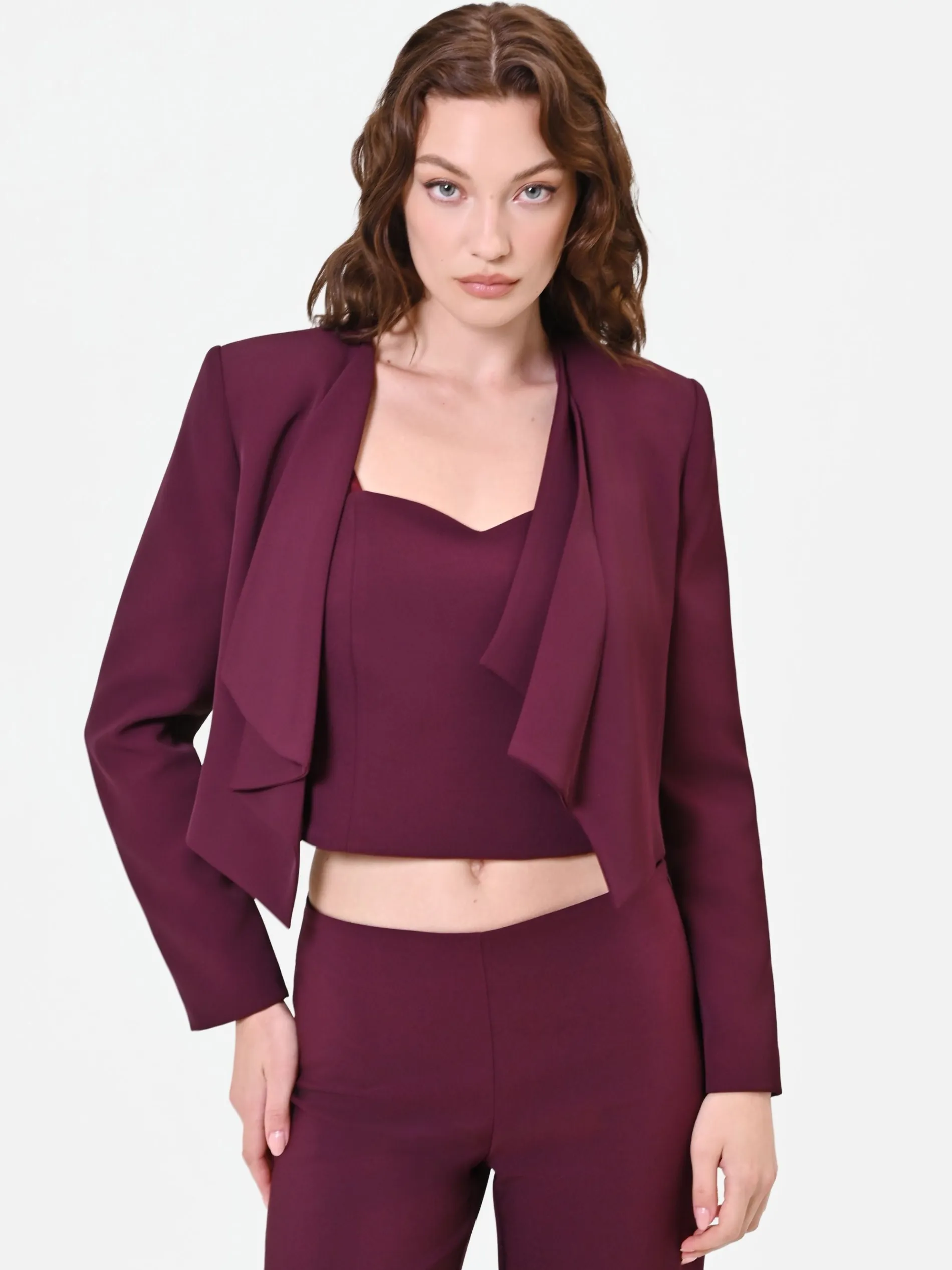 GIACCA CORTA BORDEAUX ROSSO CON REVER A CASCATA
