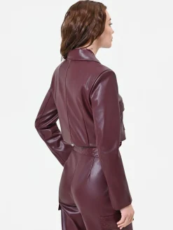 GIACCA CORTA BORDEAUX ROSSO EFFETTO PELLE