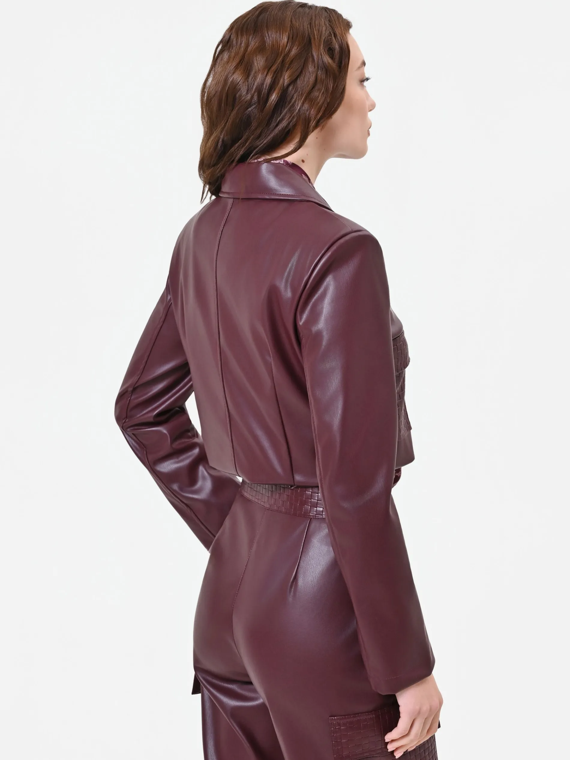 GIACCA CORTA BORDEAUX ROSSO EFFETTO PELLE