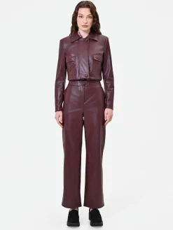 GIACCA CORTA BORDEAUX ROSSO EFFETTO PELLE