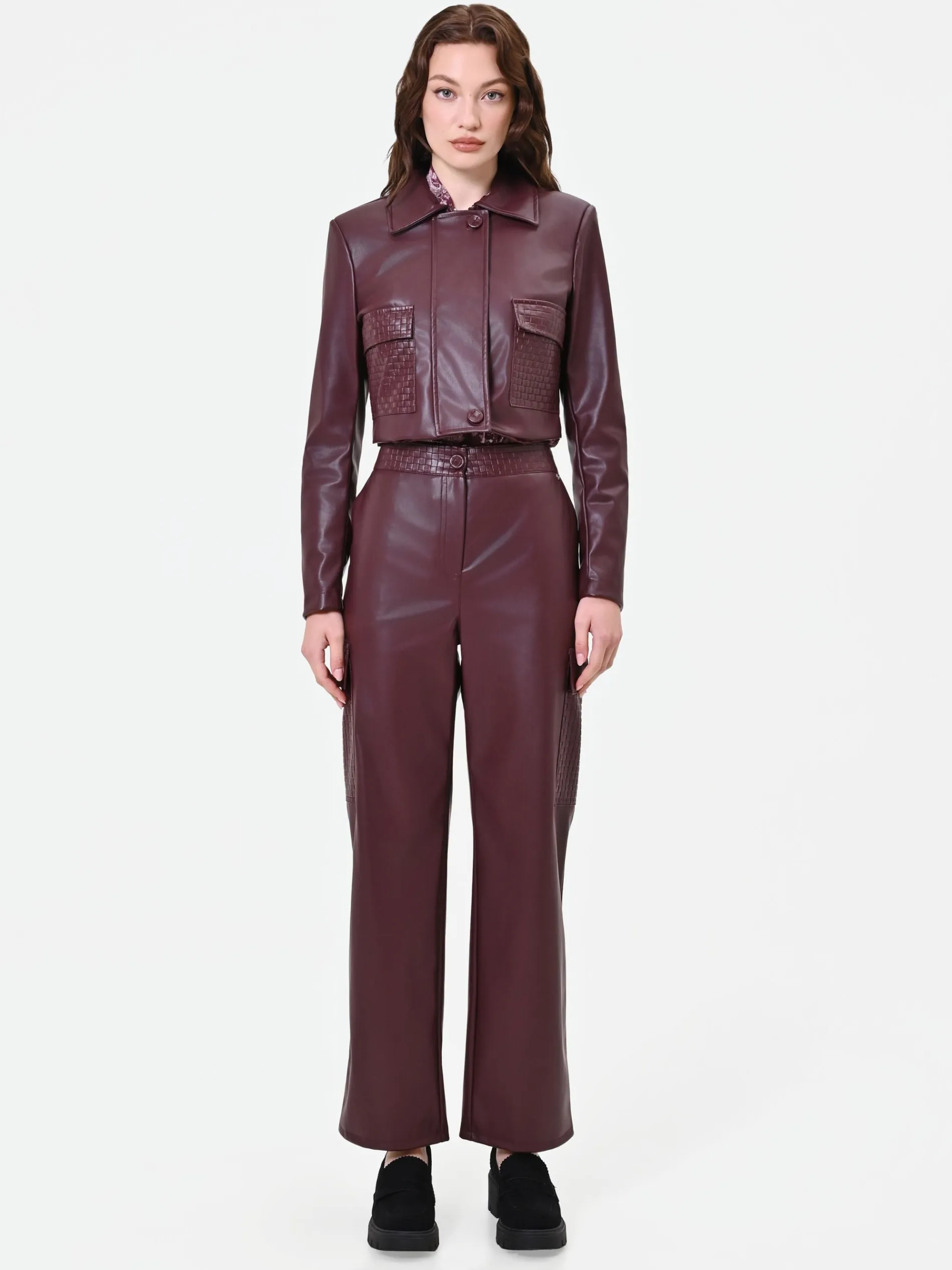 GIACCA CORTA BORDEAUX ROSSO EFFETTO PELLE