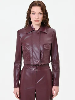 GIACCA CORTA BORDEAUX ROSSO EFFETTO PELLE
