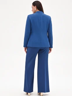 GIACCA CURVY BLU BRILLANTE CON COLLO IN PIEDI