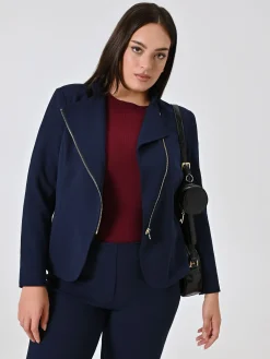 GIACCA CURVY CON ZIP BLU