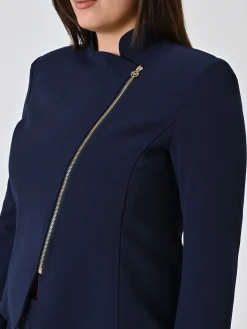 GIACCA CURVY CON ZIP BLU