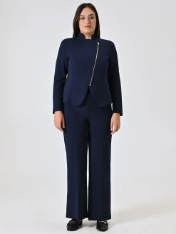 GIACCA CURVY CON ZIP BLU