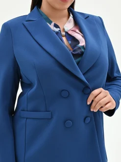 GIACCA CURVY DOPPIOPETTO BLU BRILLANTE IN SCUBA MANO CREPE