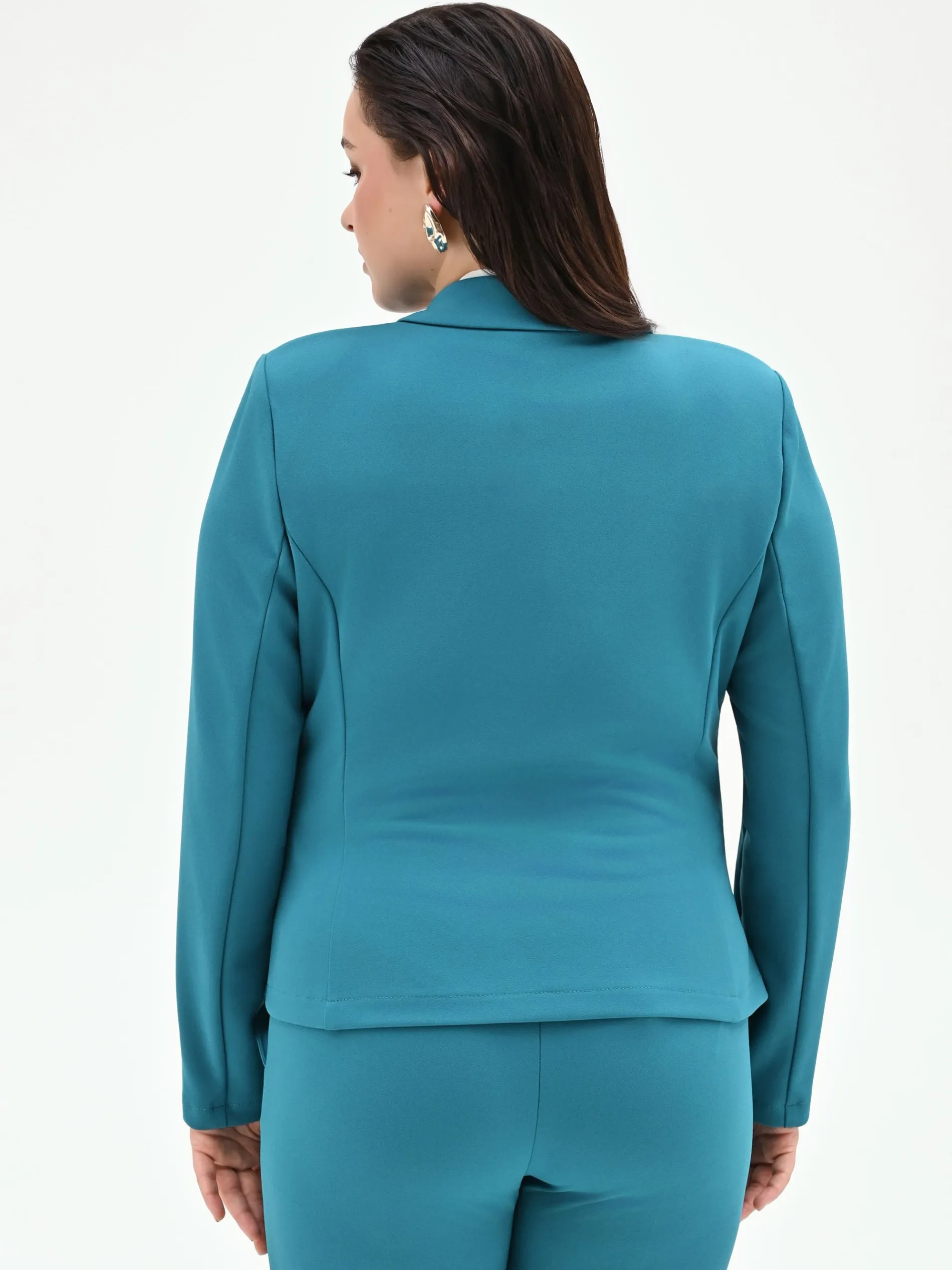 GIACCA CURVY DOPPIOPETTO BLU OTTANIO IN SCUBA MANO CREPE
