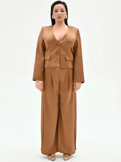 GIACCA CURVY MARRONE BRONZO IN RASO