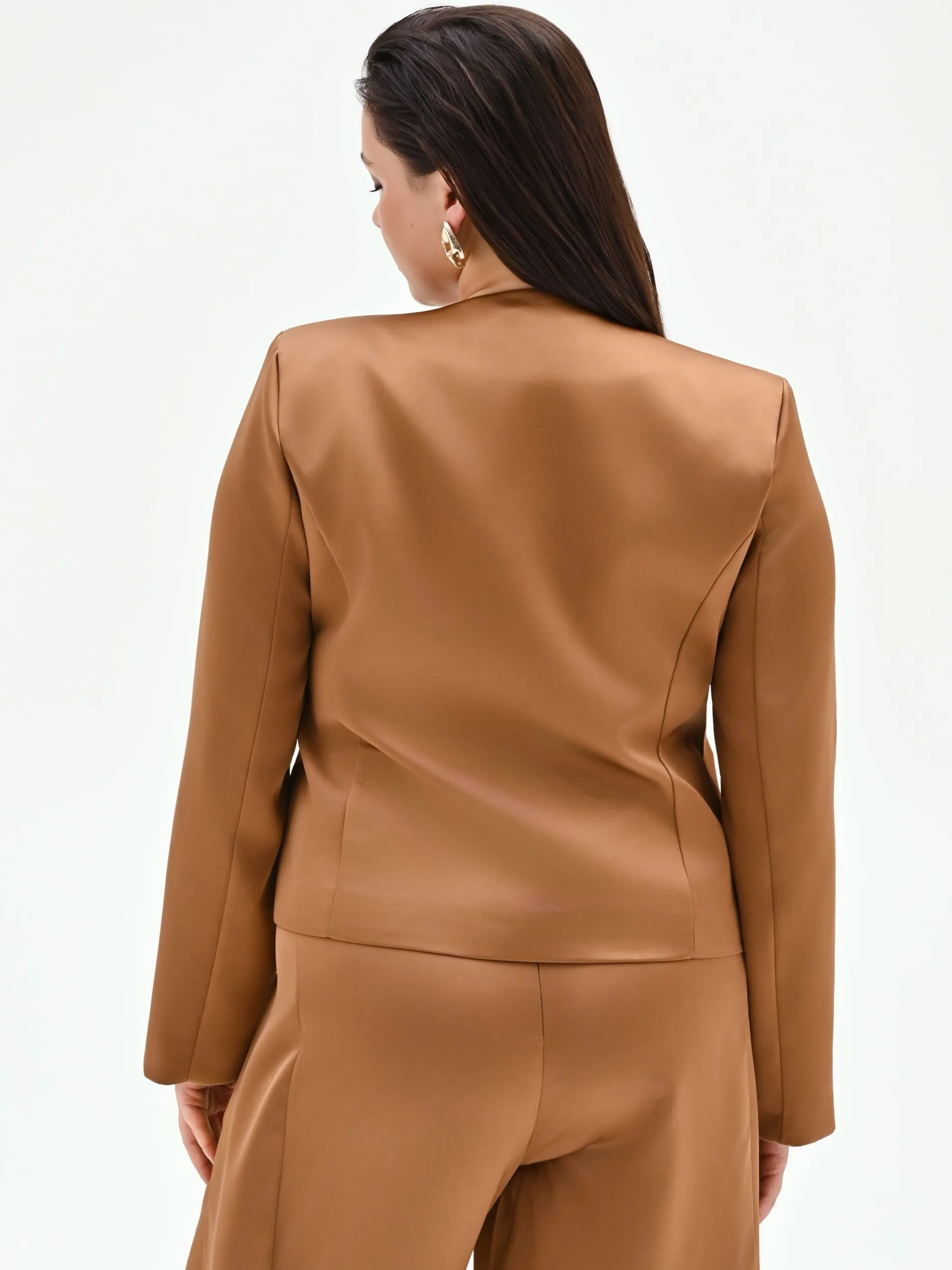 GIACCA CURVY MARRONE BRONZO IN RASO