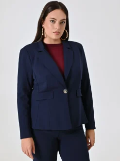 GIACCA CURVY MONOBOTTONE BLU
