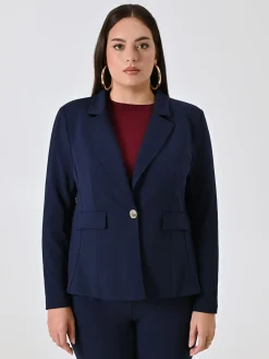 GIACCA CURVY MONOBOTTONE BLU