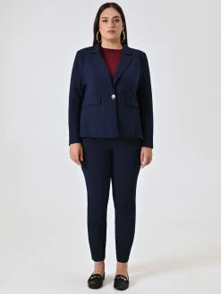 GIACCA CURVY MONOBOTTONE BLU