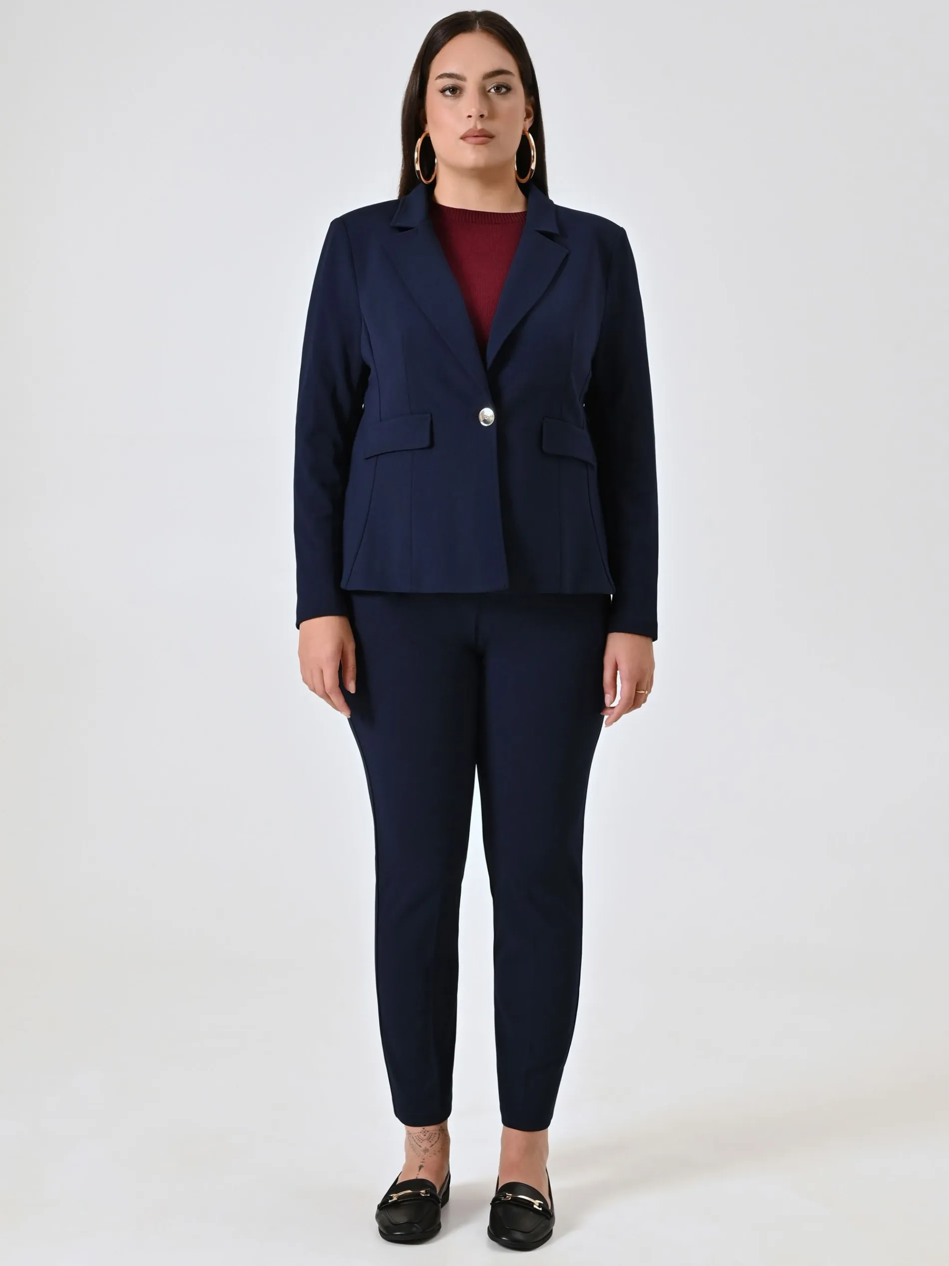 GIACCA CURVY MONOBOTTONE BLU