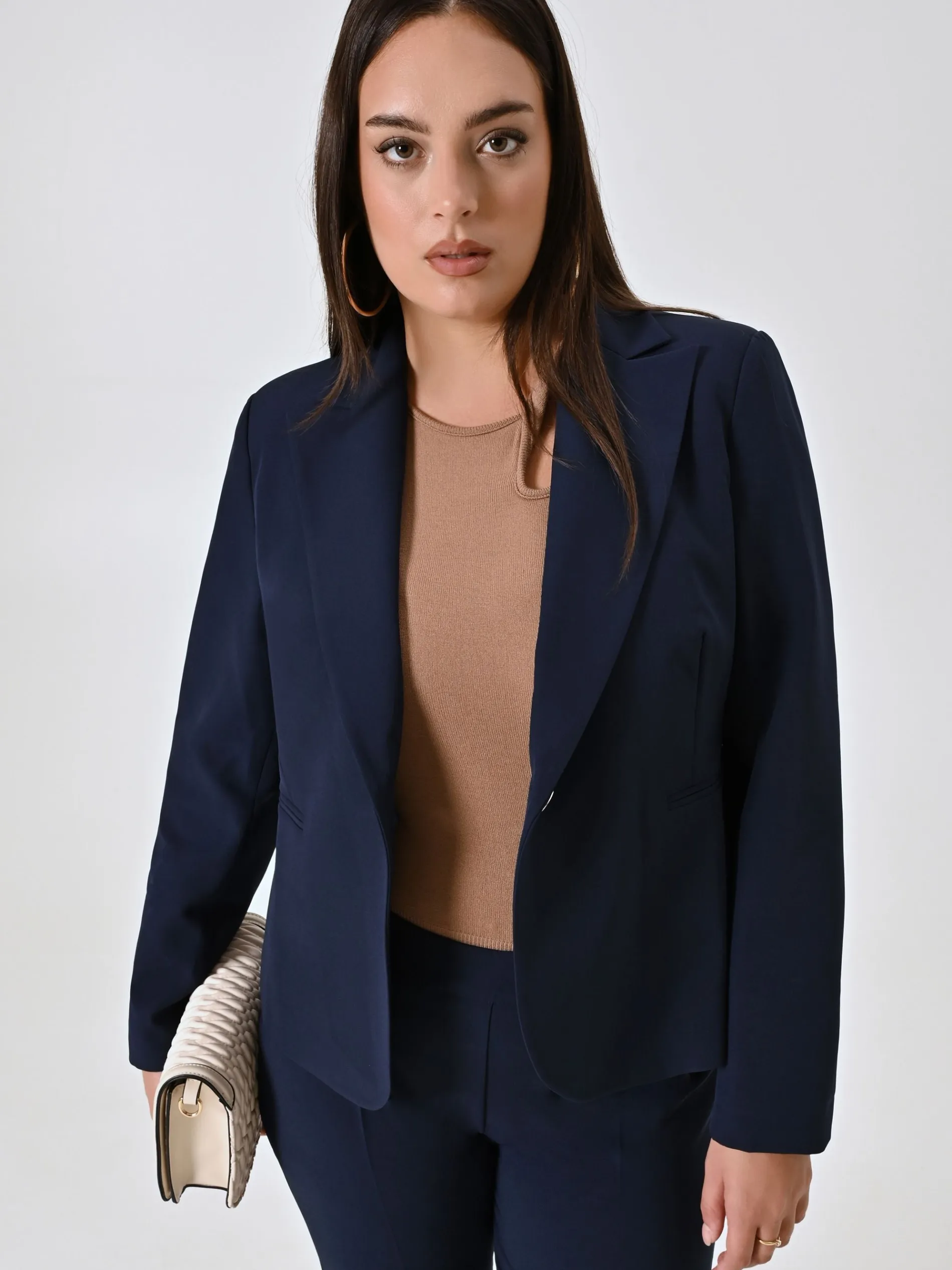 GIACCA CURVY MONOBOTTONE BLU