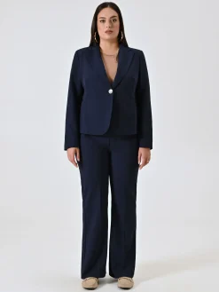 GIACCA CURVY MONOBOTTONE BLU