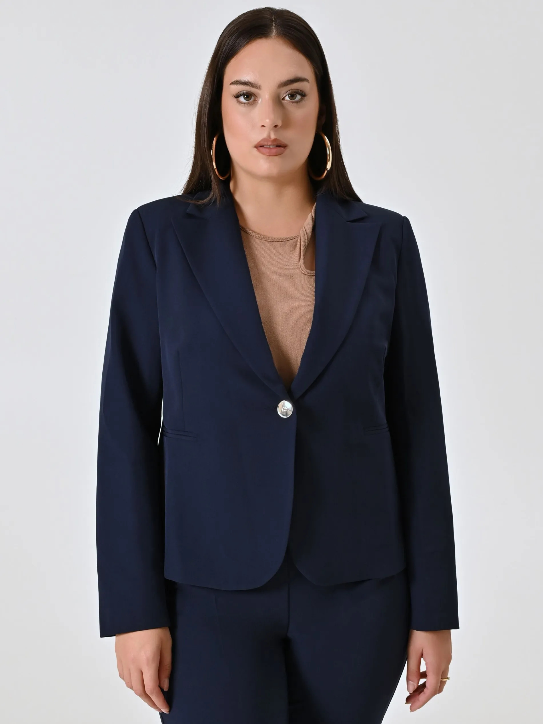 GIACCA CURVY MONOBOTTONE BLU