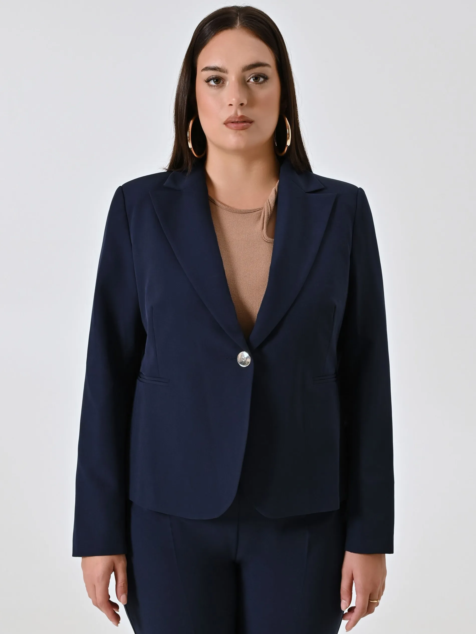 GIACCA CURVY MONOBOTTONE BLU