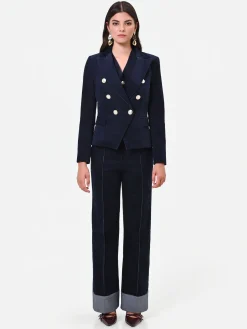 GIACCA DOPPIOPETTO IN VELLUTO BLU NAVY