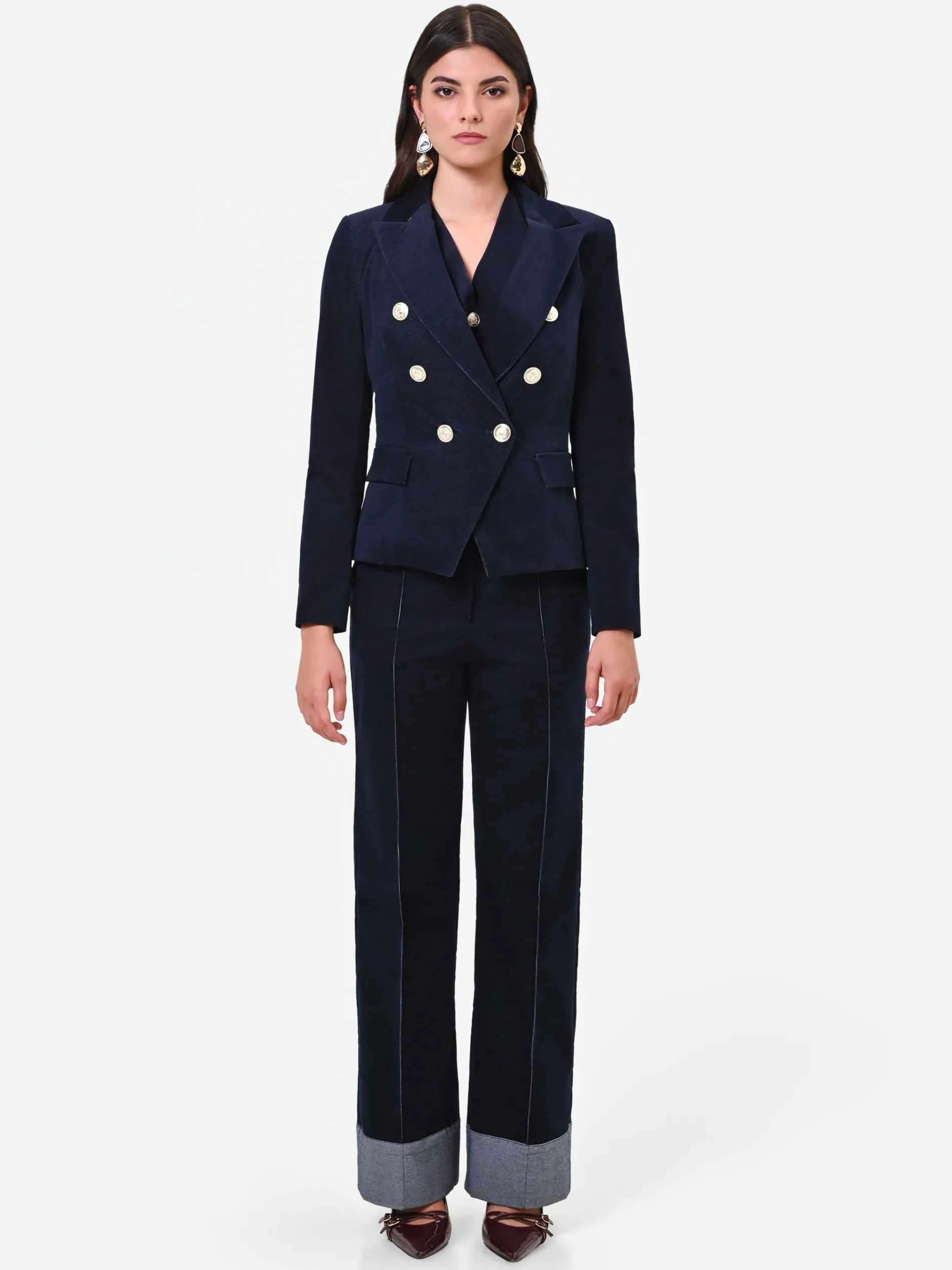 GIACCA DOPPIOPETTO IN VELLUTO BLU NAVY