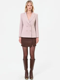 GIACCA DOPPIOPETTO TORTORA BEIGE CON BOTTONI GIOIELLO